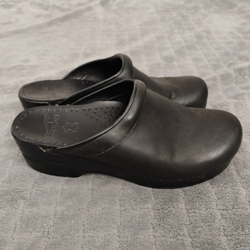 Dansko Black Leather Mules